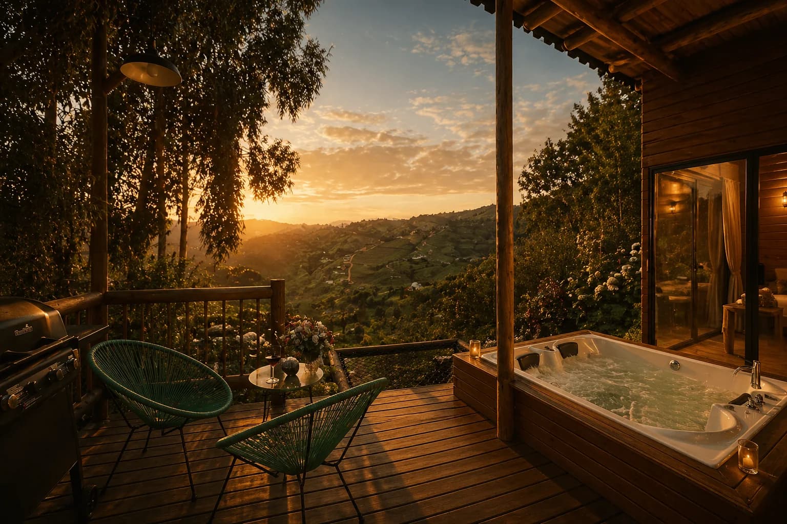 Silvarena Glamping — jacuzzi con vista al valle